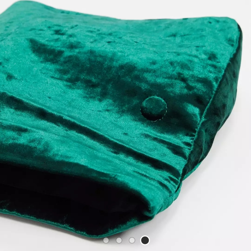Asos Design Velvet Roll Clutch. Color Forest Green